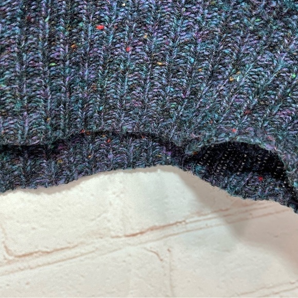 Vintage Italian Wool Sweater Mens Medium Blue Patchwork Cable Knit 90s - Picture 9 of 13